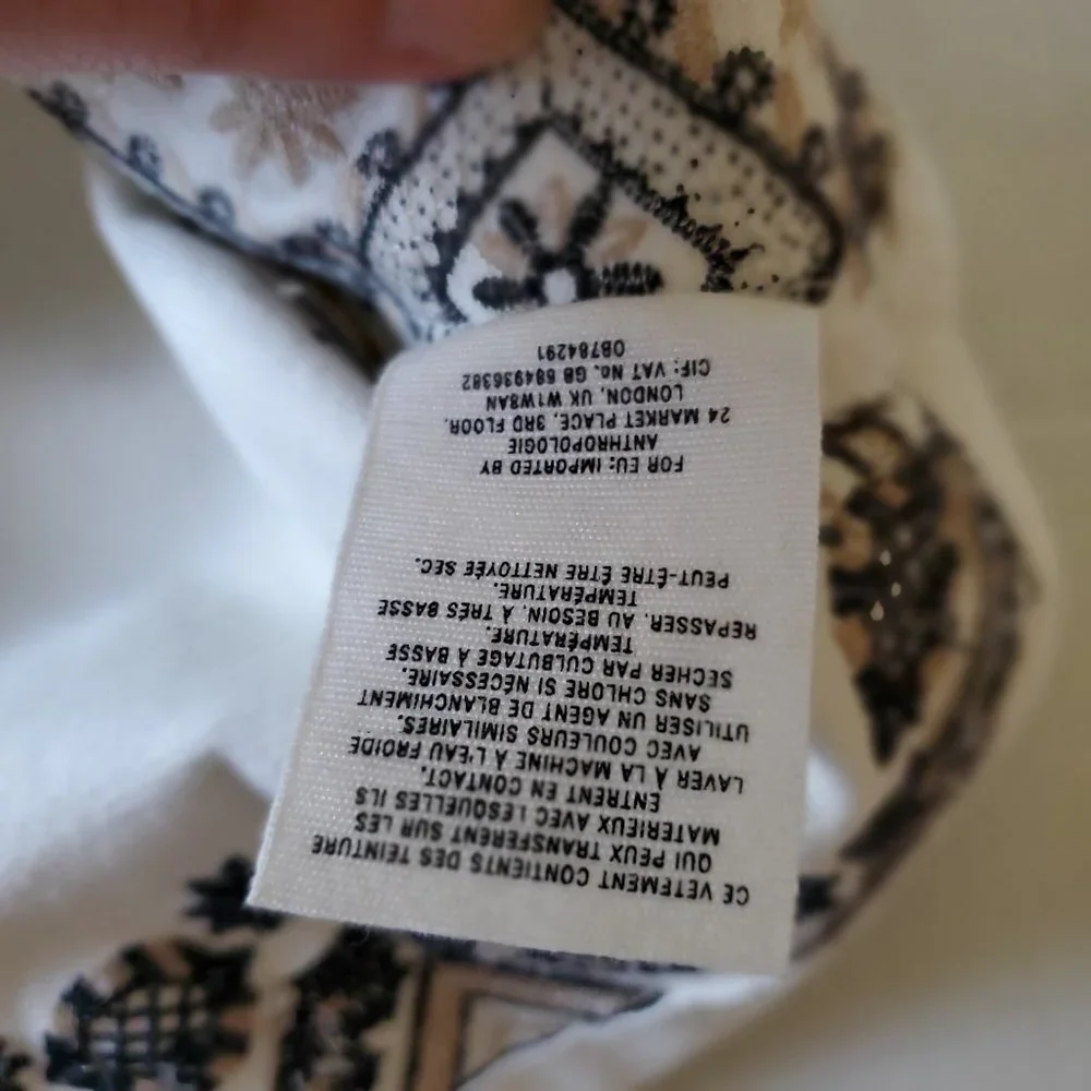 Pilcro and the Letterpress by Anthropolgie Boho Embroidery Cream Denim Skirt